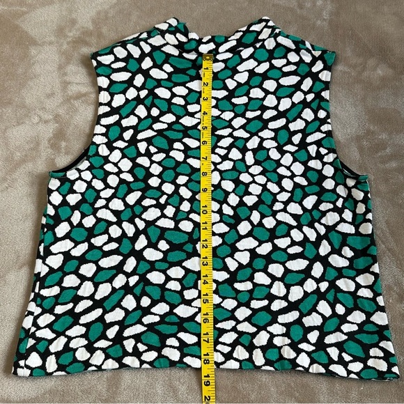St. John Pebble High Neck Sleevelss Tank Top Green Black Size Large - Picture 7 of 12